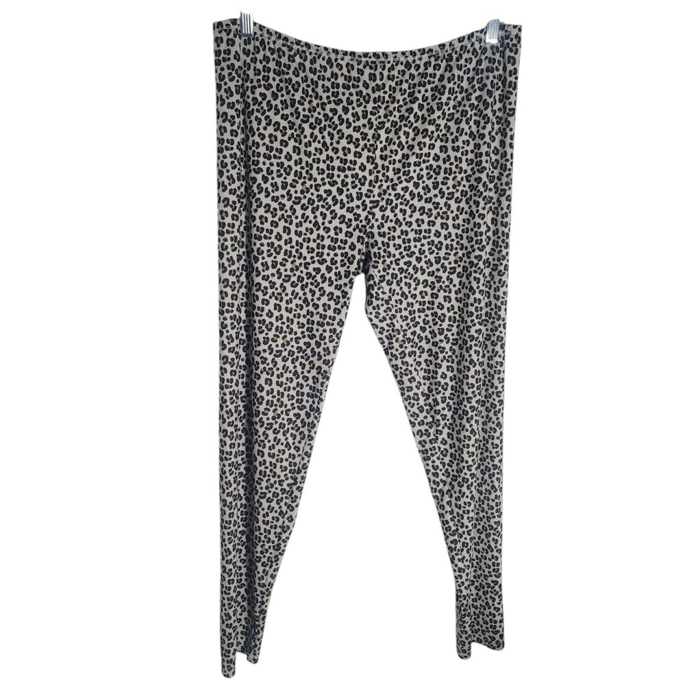 Chill Chasers Leopard Print Pajama Leggings Pants Womens Size XL Tan Black Comfy